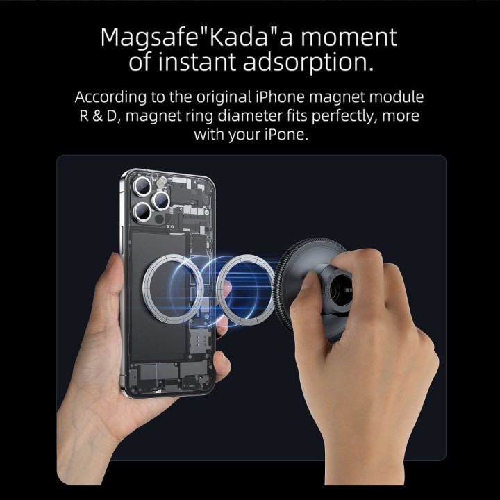 Тримач для телефону для автомобіля магнітний сумісний з MagSafe Forcell F-Grip MagFlex для скла / приладової панелі чорний