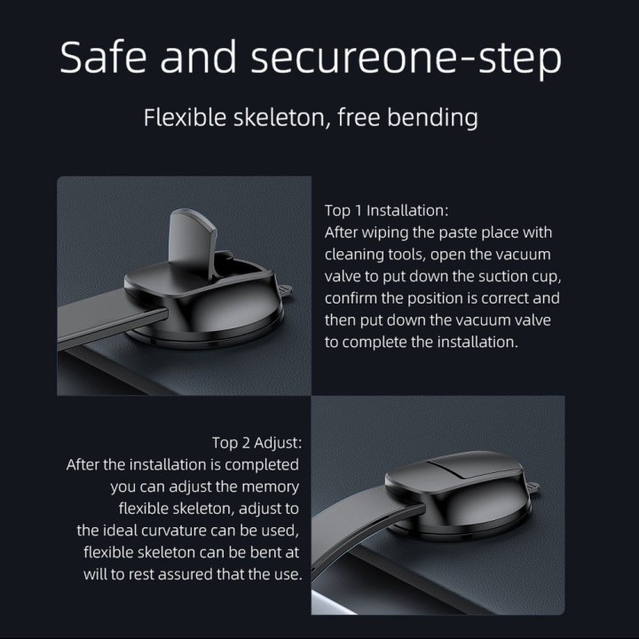 Тримач для телефону для автомобіля магнітний сумісний з MagSafe Forcell F-Grip MagFlex для скла / приладової панелі чорний