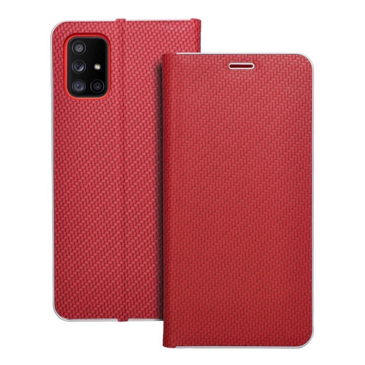 Чохол з клапаном для Samsung A71 Luna Book Carbon червоний