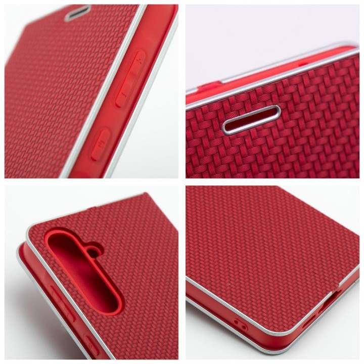 Flip case for Samsung S23 Luna Book Carbon red