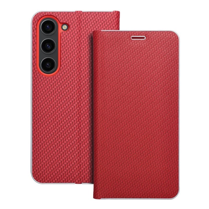 Чохол з клапаном для Samsung S23 Luna Book Carbon червоний