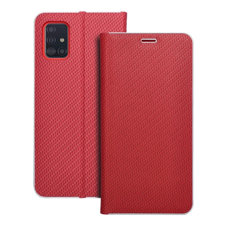 Flip case for Samsung A51 Luna Book Carbon red