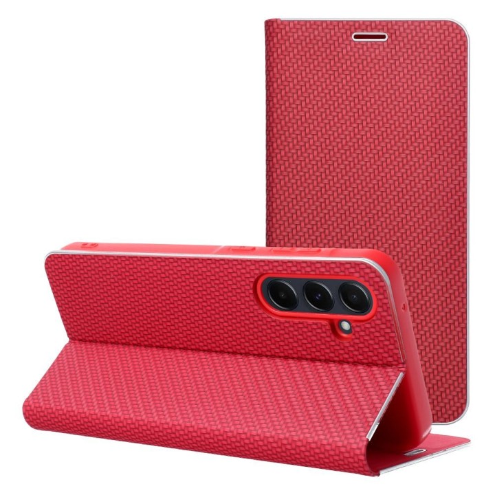 Flip case for Samsung S23 Luna Book Carbon red