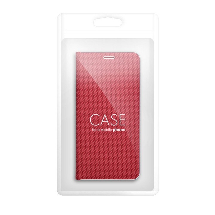 Чехол с клапаном для Samsung A51 Luna Book Carbon красный