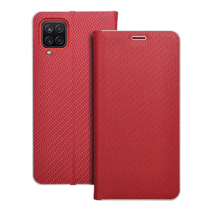 Flip case for Samsung A12 / M12 Luna Book Carbon red