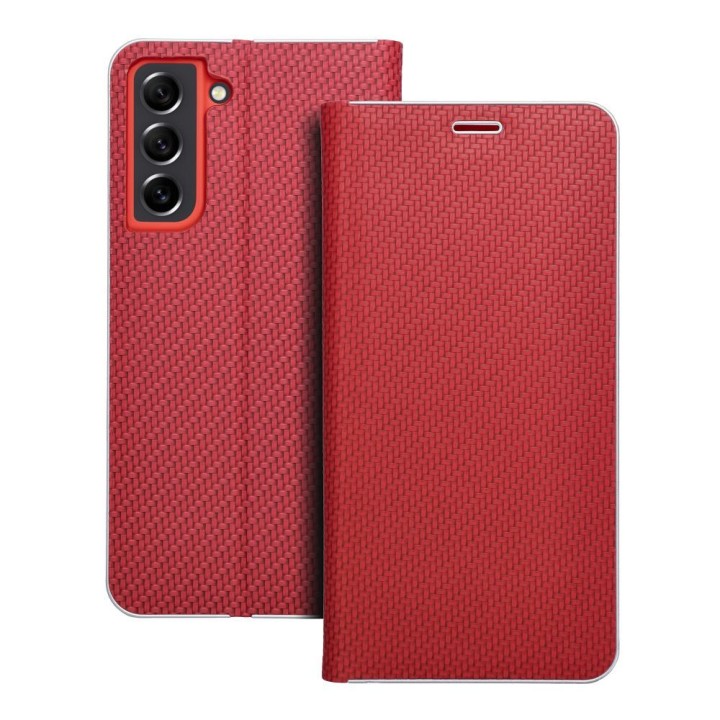 Flip case for Samsung S21 FE Luna Book Carbon red