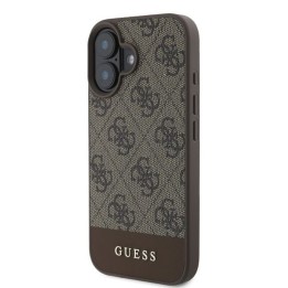 GUESS чохол для IPHONE 16 GUHCP16SG4GLBR (PC/TPU 4G PU Bottom Stripe) коричневий
