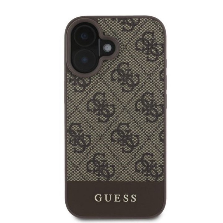 GUESS чохол для IPHONE 16 GUHCP16SG4GLBR (PC/TPU 4G PU Bottom Stripe) коричневий