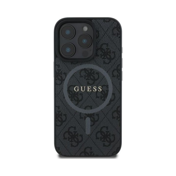 GUESS case for IPHONE 16 Pro Max compatible with MagSafe GUHMP16XG4GFRK (PU 4G Ring Classic Logo) black