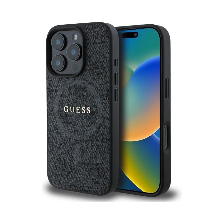 GUESS case for IPHONE 16 Pro Max compatible with MagSafe GUHMP16XG4GFRK (PU 4G Ring Classic Logo) black