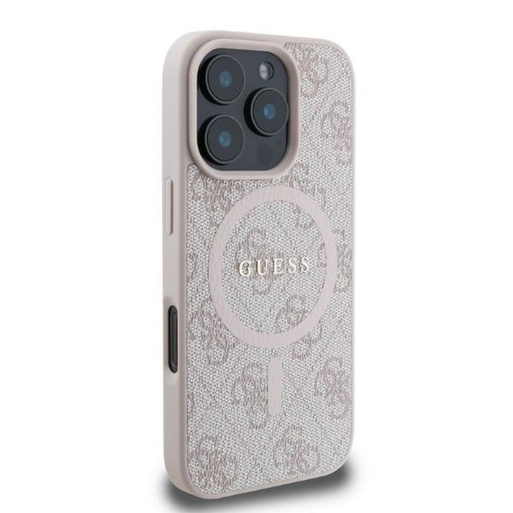 GUESS case for IPHONE 16 Pro compatible with MagSafe GUHMP16LG4GFRP (PU 4G Ring Classic Logo) pink