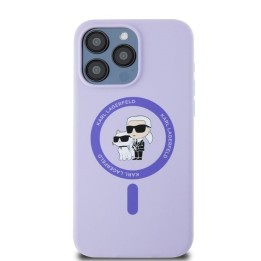 KARL LAGERFELD чехол для IPHONE 15 Pro Max совместимый с MagSafe KLHMP15XSCMKCRHU (Silicone KC Body Ring) фиолетовый