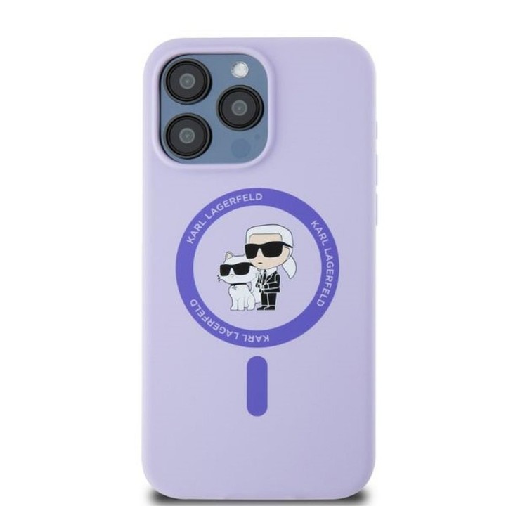 KARL LAGERFELD чохол для IPHONE 15 Pro Max сумісний з MagSafe KLHMP15XSCMKCRHU (Silicone KC Body Ring) фіолетовий
