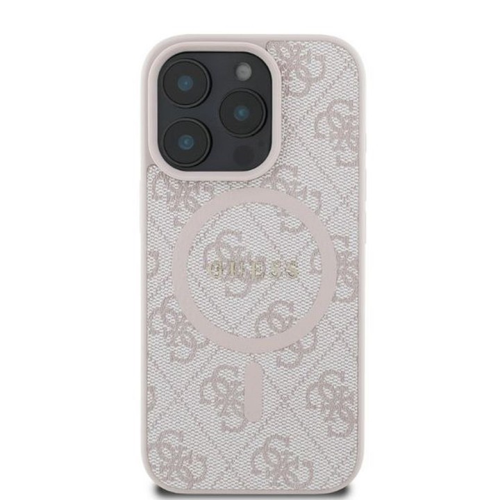 GUESS case for IPHONE 16 Pro compatible with MagSafe GUHMP16LG4GFRP (PU 4G Ring Classic Logo) pink