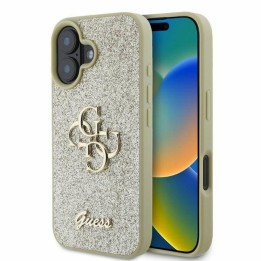 GUESS чехол для IPHONE 16 GUHCP16SHG4SGD (Fixed Glitter Big 4G) золотой