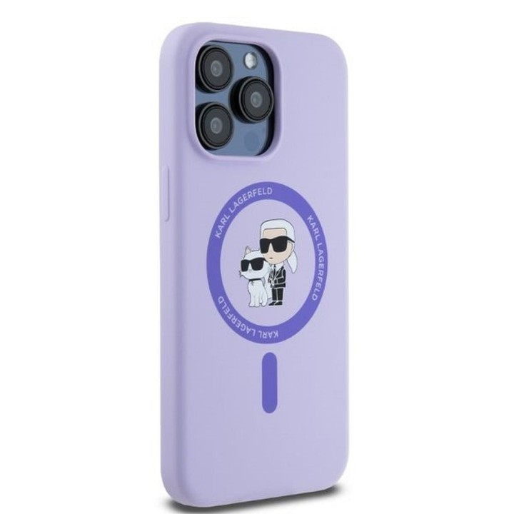 KARL LAGERFELD чохол для IPHONE 15 Pro Max сумісний з MagSafe KLHMP15XSCMKCRHU (Silicone KC Body Ring) фіолетовий