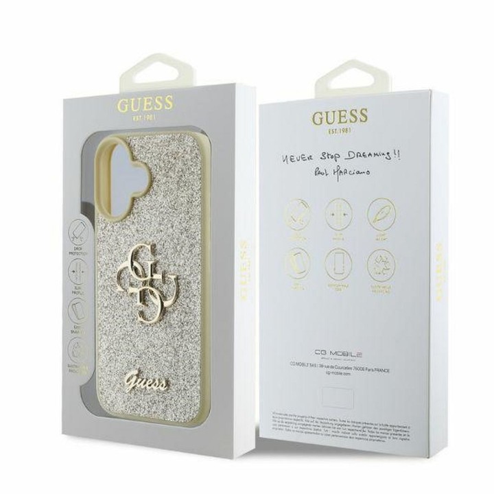 GUESS case for IPHONE 16 GUHCP16SHG4SGD (Fixed Glitter Big 4G) gold