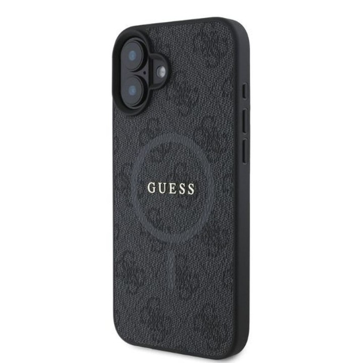 GUESS чехол для IPHONE 16 совместимый с MagSafe GUHMP16SG4GFRK (PU 4G Ring Classic Logo) черный