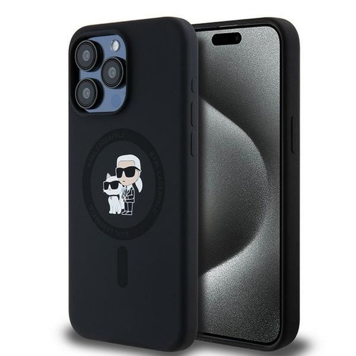 KARL LAGERFELD чохол для IPHONE 15 Pro Max сумісний з MagSafe KLHMP15XSCMKCRHK (Silicone KC Body Ring) чорний