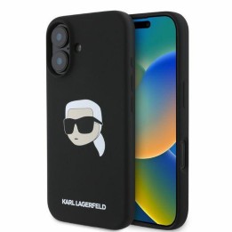 KARL LAGERFELD case for IPHONE 16 compatible with MagSafe KLHMP16SSKHPPLK (Sil KL Head Print) black