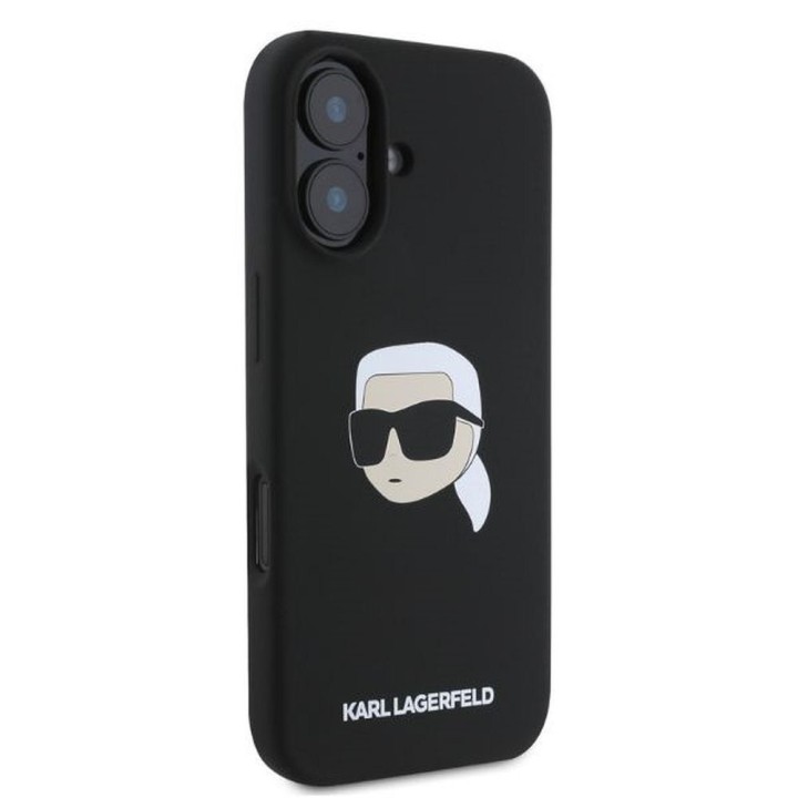 KARL LAGERFELD case for IPHONE 16 compatible with MagSafe KLHMP16SSKHPPLK (Sil KL Head Print) black