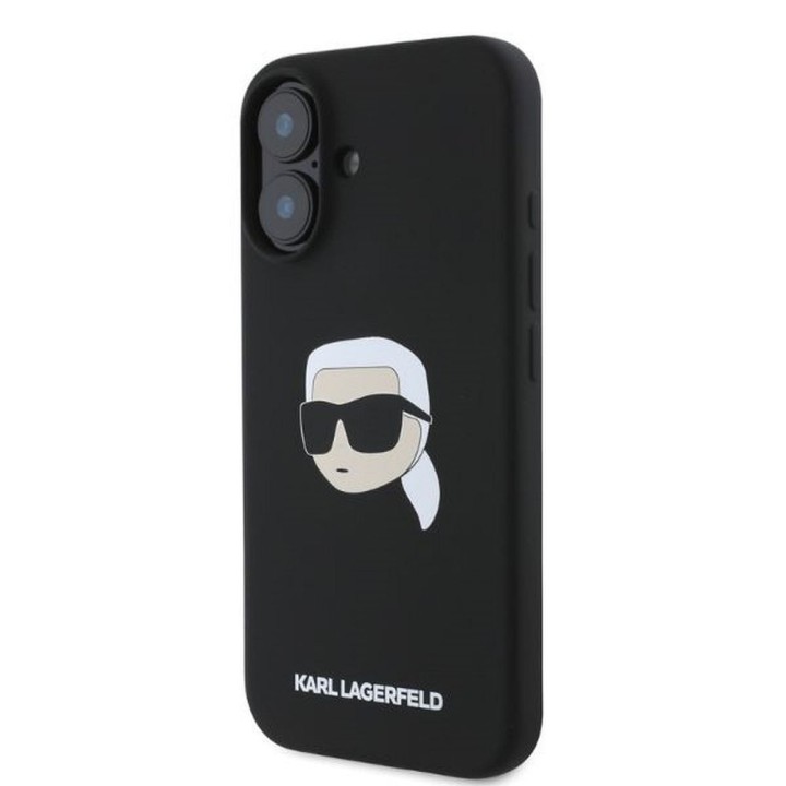 KARL LAGERFELD case for IPHONE 16 compatible with MagSafe KLHMP16SSKHPPLK (Sil KL Head Print) black