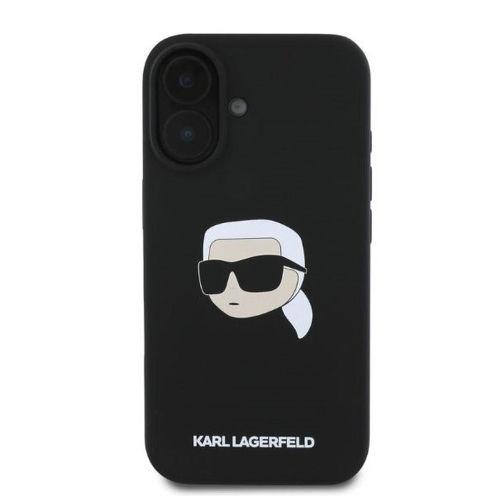 KARL LAGERFELD case for IPHONE 16 compatible with MagSafe KLHMP16SSKHPPLK (Sil KL Head Print) black