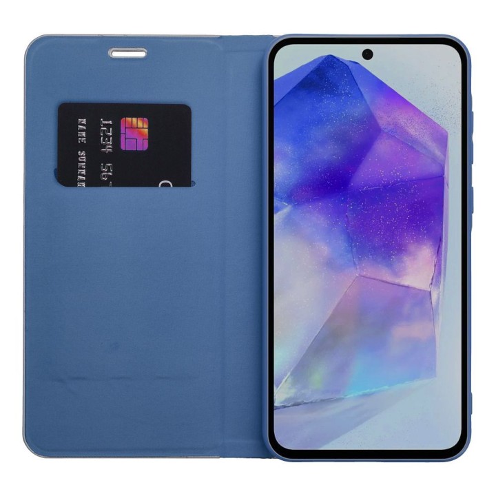 Чехол с клапаном для Samsung S24 FE Luna Book Carbon синий