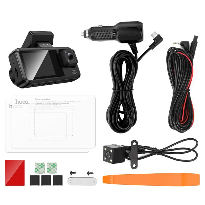 Car camera with 2" display 720p/30fps + interior camera 480p/30fps + rear camera 480p/30fps Hoco DV15 black