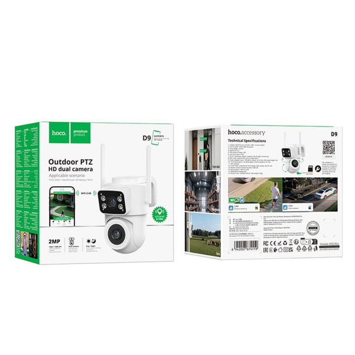 Зовнішня камера 2MP Full HD Wi-Fi Hoco D9 біла