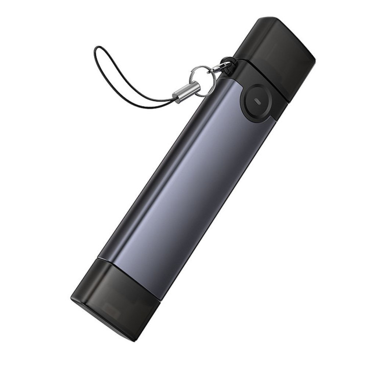 Кардрідер SD/TF 3.0 + USB 2.0 USB-C/Lightning Hoco HB56B сірий