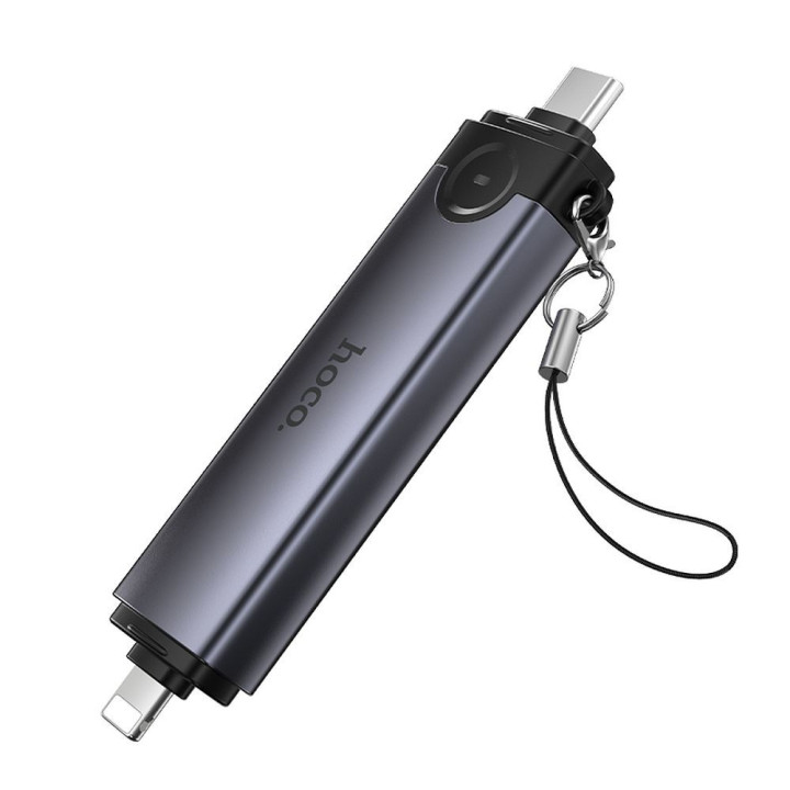 Card reader SD/TF 3.0 + USB 2.0 USB-C/Lightning Hoco HB56B grey