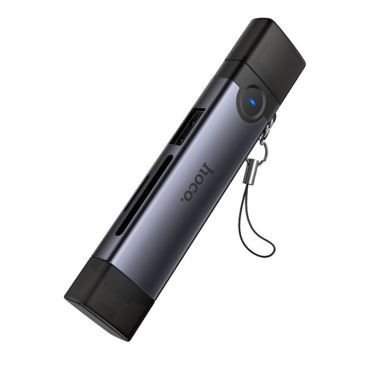 Card reader SD/TF 3.0 + USB 2.0 USB-C/Lightning Hoco HB56B grey