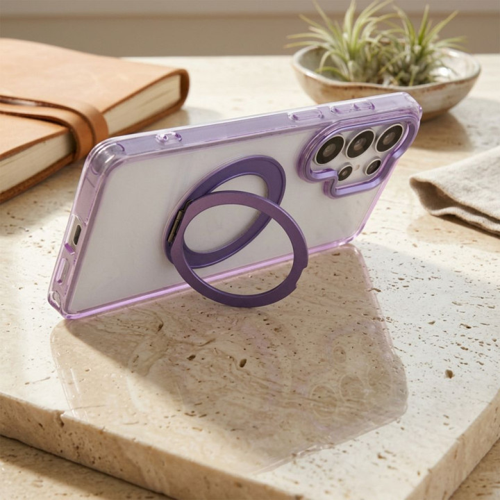 Чохол для Xiaomi Redmi 17 4G / 5G Frame Circle Stand сумісний з MagSafe фіолетовий