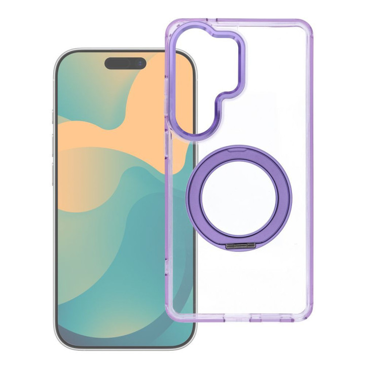 Etui na Xiaomi Redmi 17 4G / 5G Frame Circle Stand zgodne z MagSafe fioletowe