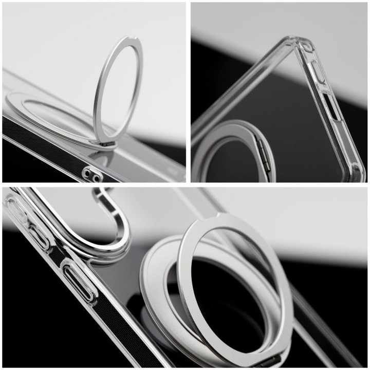 Чехол для Xiaomi Redmi 17 4G / 5G Frame Circle Stand совместимый с MagSafe прозрачный