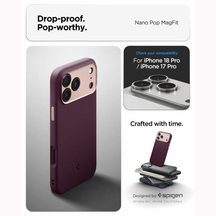 SPIGEN futerał NANO POP MAG kompatybilny z MagSafe do IPHONE 18 Pro /17 Pro burgundy beam
