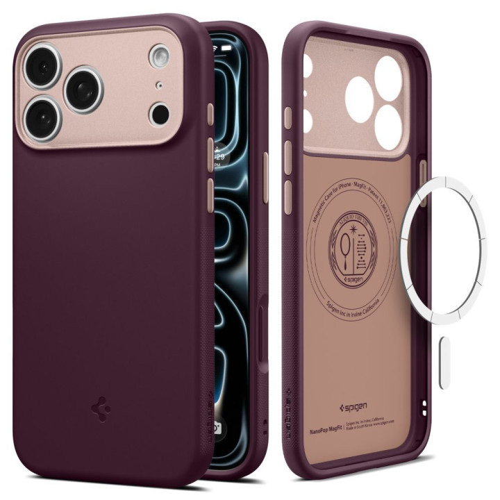 SPIGEN case NANO POP MAG compatible with MagSafe for IPHONE 18 Pro /17 Pro burgundy beam