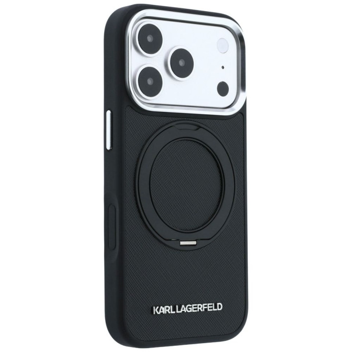 KARL LAGERFELD чохол для IPHONE 18 Pro/17 Pro сумісний з MagSafe (Ring Stand 360 Saffiano Classic Logo) чорний