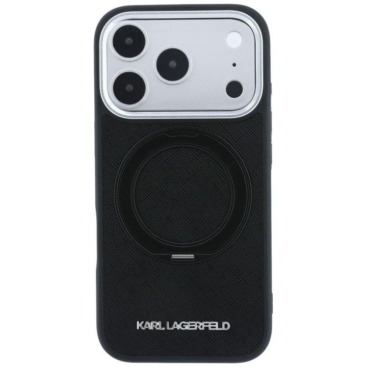 KARL LAGERFELD чохол для IPHONE 18 Pro/17 Pro сумісний з MagSafe (Ring Stand 360 Saffiano Classic Logo) чорний