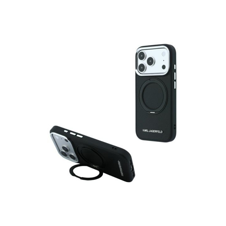KARL LAGERFELD чохол для IPHONE 18 Pro/17 Pro сумісний з MagSafe (Ring Stand 360 Saffiano Classic Logo) чорний