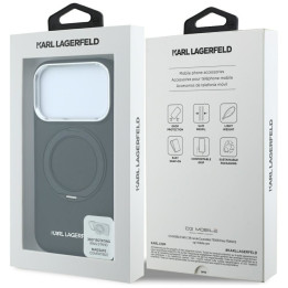 KARL LAGERFELD case for IPHONE 18 Pro Max/17 Pro Max compatible with MagSafe (Ring Stand 360 Saffiano Classic Logo) black