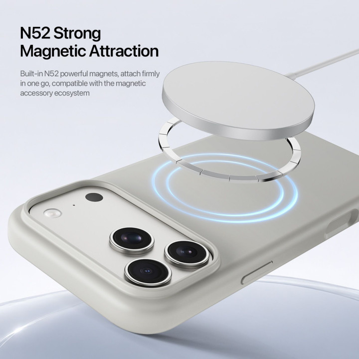 DUX DUCIS чехол PIEL LIQUID SILICONE совместимый с MagSafe для iPhone 18 Pro/17 Pro бежевый