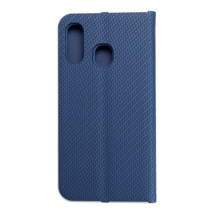 Чехол с клапаном для Samsung A40 Luna Book Carbon синий