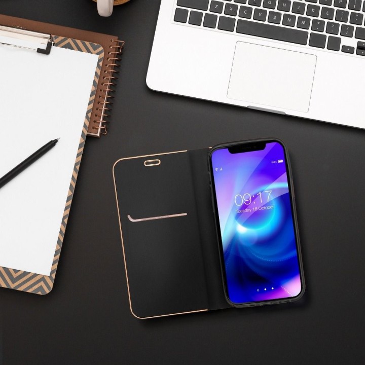Чехол с клапаном для iPhone 7 PLUS / 8 PLUS Luna Book Gold черный
