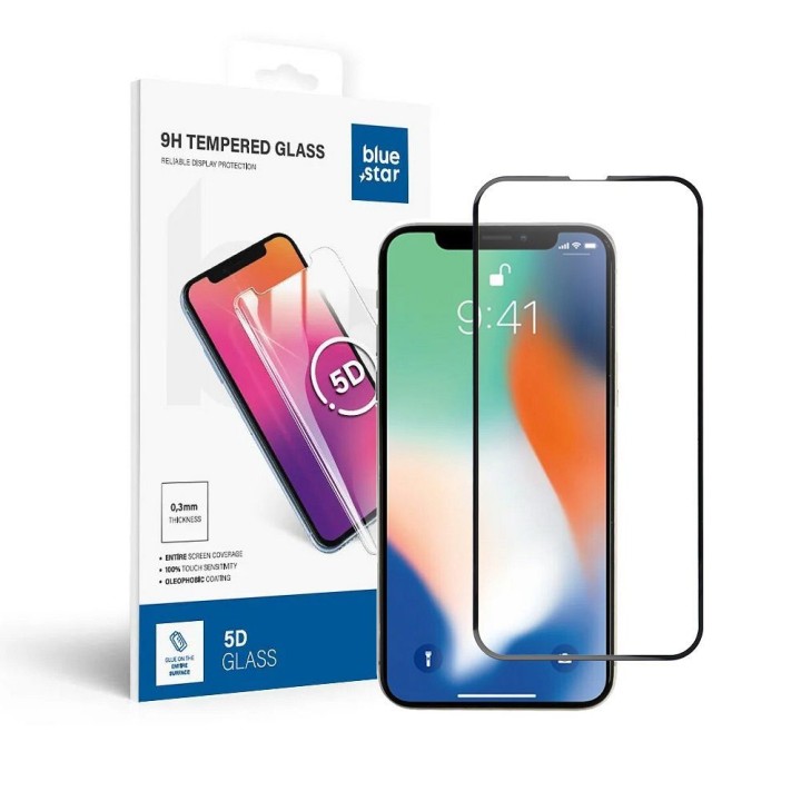 Tempered glass 5D for iPhone X (full glue) Blue Star black