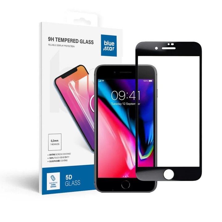 Tempered glass 5D for iPhone 7 / 8 PLUS (full glue) Blue Star black