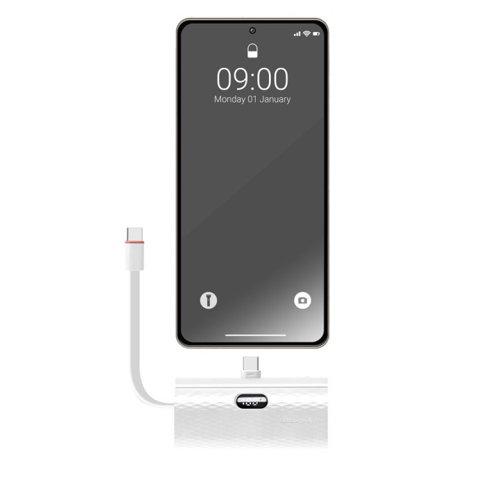 Power bank Forcell F-Energy Power Plug F5K3 PD 20W 5000 mAh with built-in connector USB C white