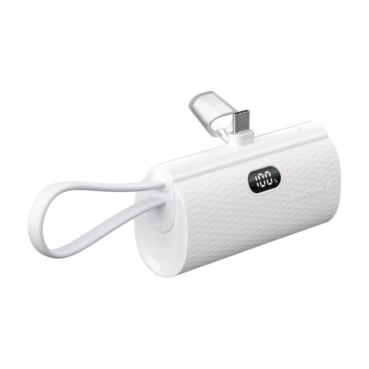 Повербанк Forcell F-Energy Power Plug F5K3 PD 20W 5000 mAh со встроенным разъемом USB C белый