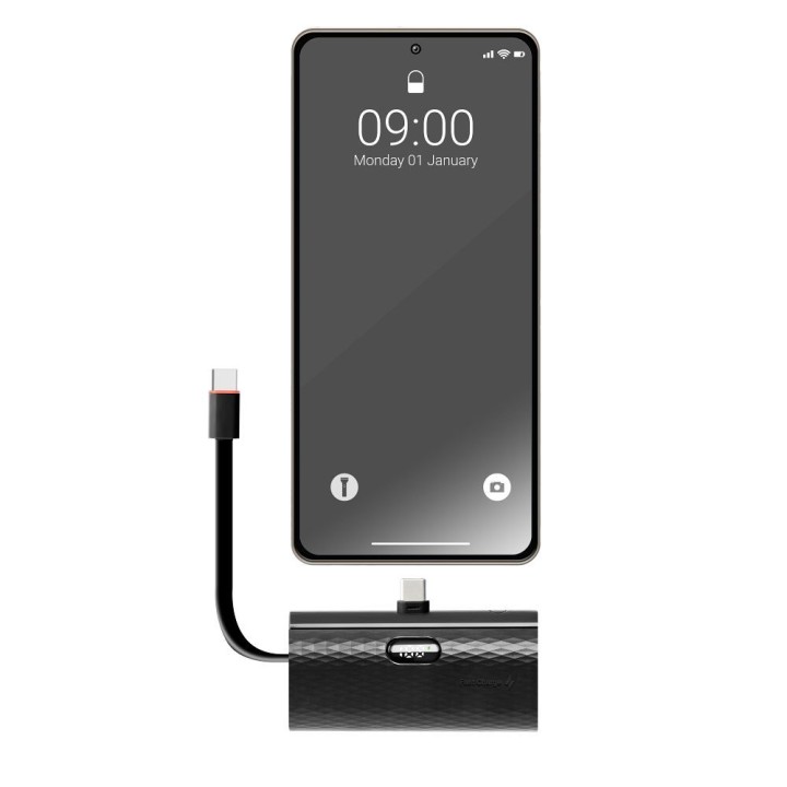 Powerbank Forcell F-Energy Power Plug F5K3 PD 20W 5000 mAh z wbudowanym złączem USB C czarny